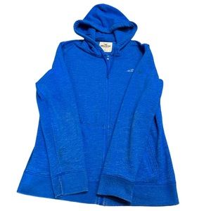 Hollister Bright Blue Zip Up Hoodie, Size L